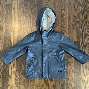 Zara BabyBoy Rubberized Lined Navy Blue Raincoat Jacket size 2/3 years